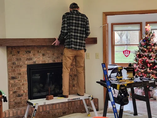 Building a new mantel on a brick fireplace