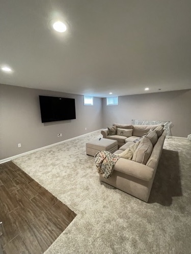 Finished basement family room, Mason, OH